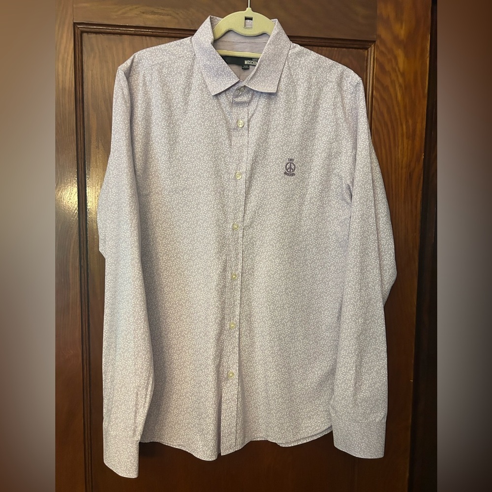 Love Moschino Button Down Peace Sign Light Purple Size Large